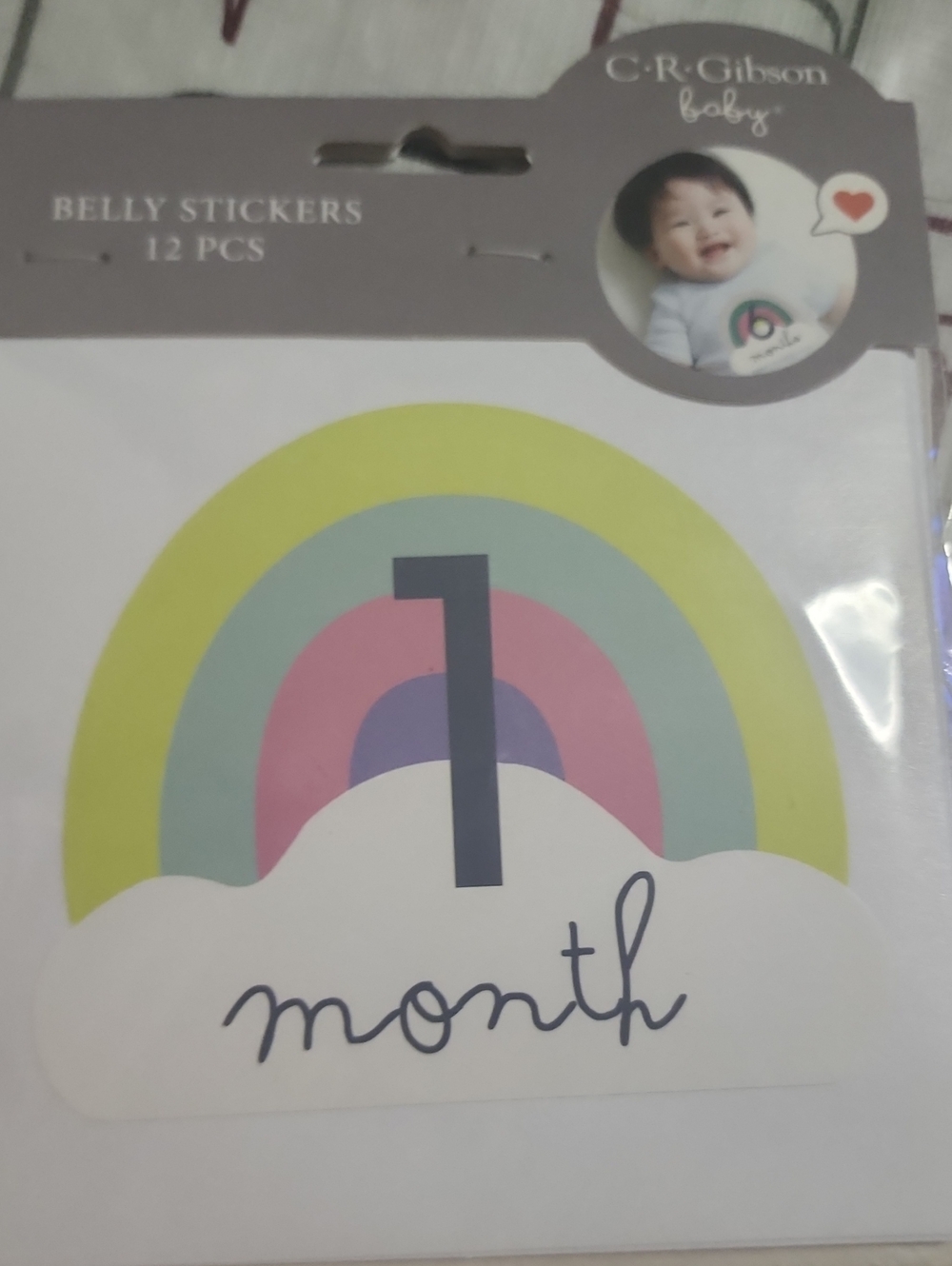 C.R. Gibson Baby Rainbow 1-12 Months Belly Sticker - Multicolor